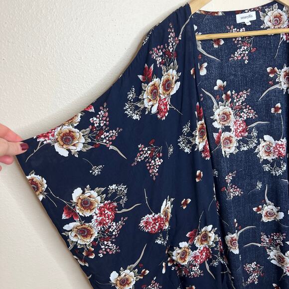 Amaryllis Dark Navy Floral Print Kimono S/M - Picture 3 of 10
